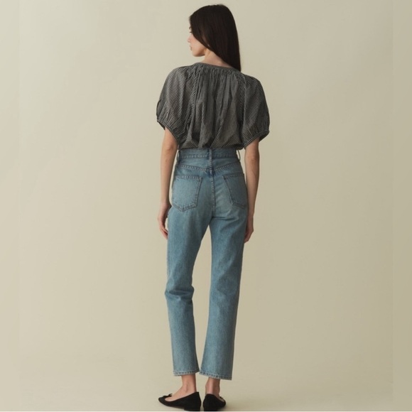 Doen June Top Blouse La Maddalena Gingham Black White Size Small - Picture 4 of 7